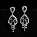 Pear-Shaped Black Baguette & VVS White Diamond Earrings — White Gold Bezel