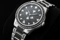Luxury Patek Philippe Style Black & White Diamond Watch — White Gold Edition