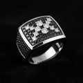 VVS Black Diamond & White Gold Finger Ring — White Diamonds Over Black