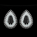 Pear-Shaped Black Baguette & VVS White Diamond Earrings — White Gold Bezel