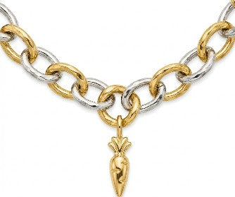 Amun Star 24K Yellow Gold & 18k White Gold Hoopla Carrot Link Collar Necklace