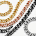 Gold Chain for Men Iced Out 14/20mm 18K Real Gold/Rose Gold/Rhodium Black Plated/Platinum White Gold Diamond Cuban Link Chain Necklace Bracelet Lab Dimaonds Prong Set Gift.